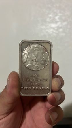Five troy ounce fine .999 silver Indian head
