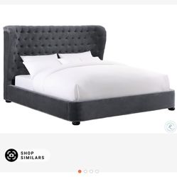Gray Velvet Queen Bed Frame