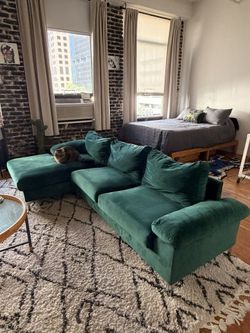 Emerald Green Velvet Sofa 