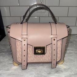 Michael Kors School Bag Manhattan Medium MK Signature Pink Satchel Crossbody Bag
