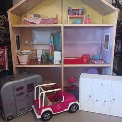 American Girl Doll House And Extras