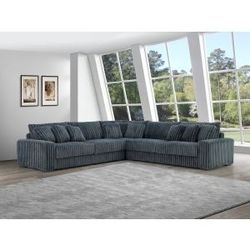 Brand new light gray/black/dark brown/biege/dark gray corduroy sectional (128.36" x 128.36" x 36.22" 