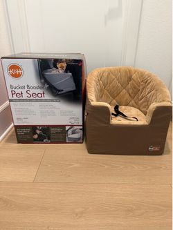 New Open Box K&H Pet Bucket Dog Car Booster Seat Tan Small