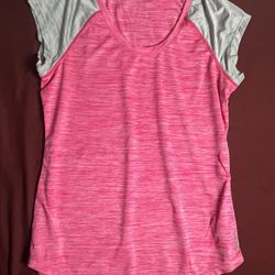 Reebok Athletic Lightweight T-Shirt Size (s) Stretch Hot Pink And Gray Stripes