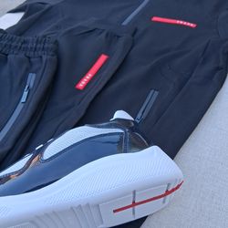 Bundle Prada Technical Fabric Jogging Suit & America's Cup Sneakers