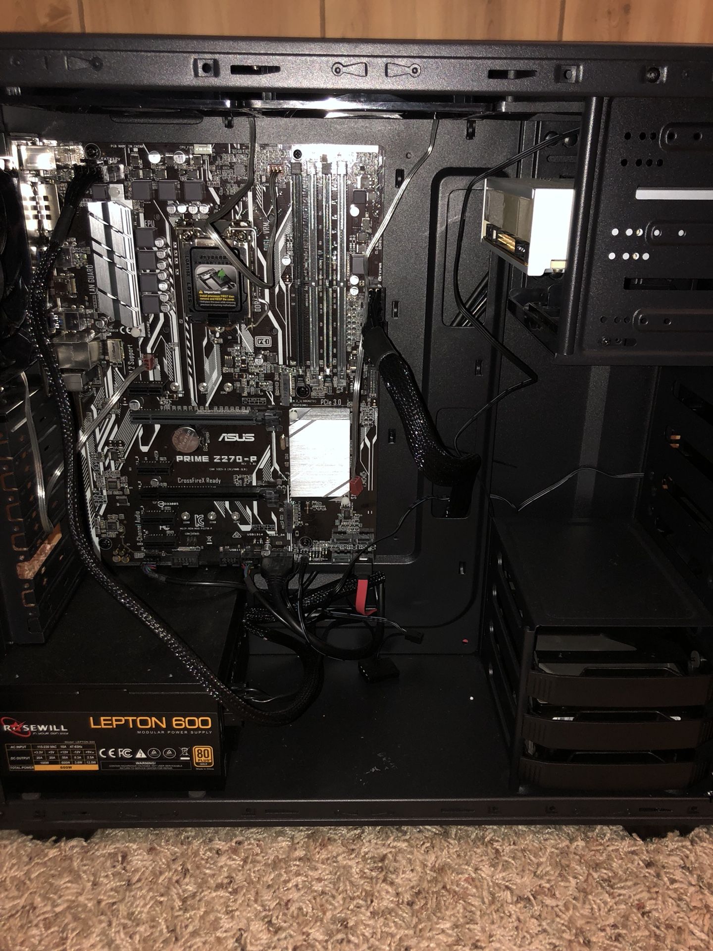 Pc case with motherboard,3 fans,cd player and power supply