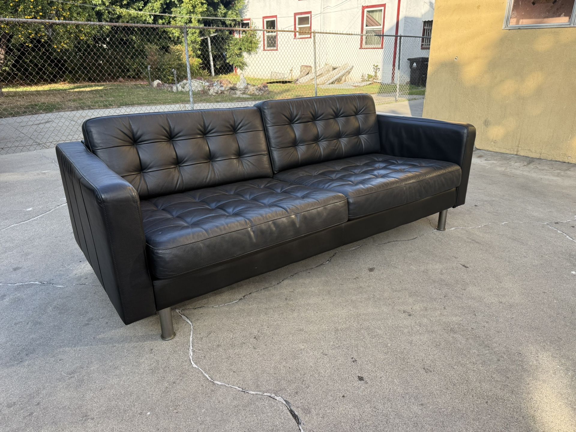 IKEA MORABO BLACK LEATHER SOFA