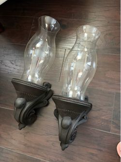 Candleholders iron  and glass