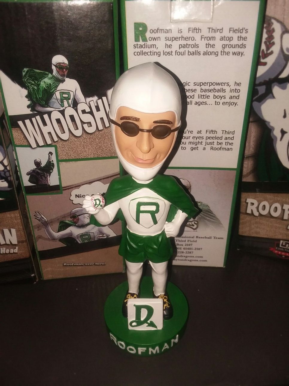 New, Dayton Dragons Roofman Bobble Head