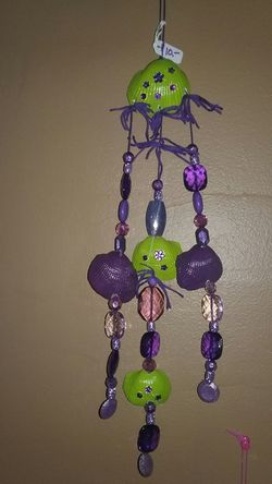 Dk. Purple & kiwi green hand made wind chime