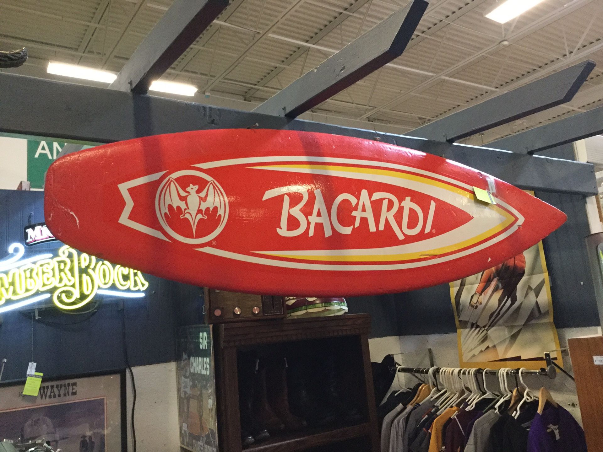 Bacardi advertising foam surfboard sign 65”