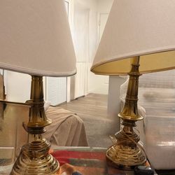 Two gold lamps