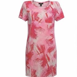 NWT Stella Parker Collection Short Sleeves Shift Dress Hot Pink Multi XL