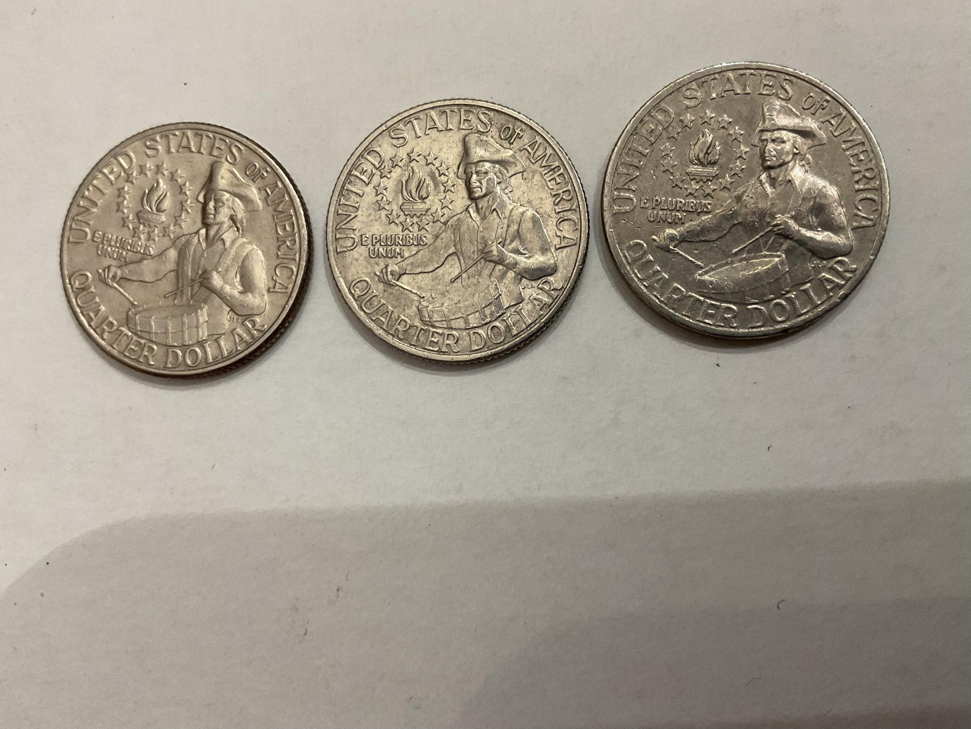 3 Monedas De Colección De 25 Centavos, Conmemorativa De Los 200 Años De La Firma De La Declaración De Independencia De E.U.A.