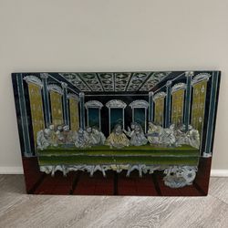Vintage “The Last Supper" Mother of Pearl Inlaid Wall Art 24x16 Vietnamese Rare 