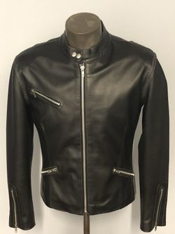 Women lambskin leather jacket black size large