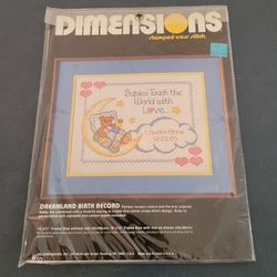 Vintage Dimensions "Dreamland Birth Record" Stamped Cross Stitch Kit 3049