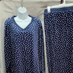 Nautica Women 2 Pcs Pajama Sleepwear Lounge Set Silky Stretch Fleece Size Large