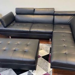 Ibiza Black Sectional With Ottoman Now $699. Easy Finance Option. Same-Day Delivery.