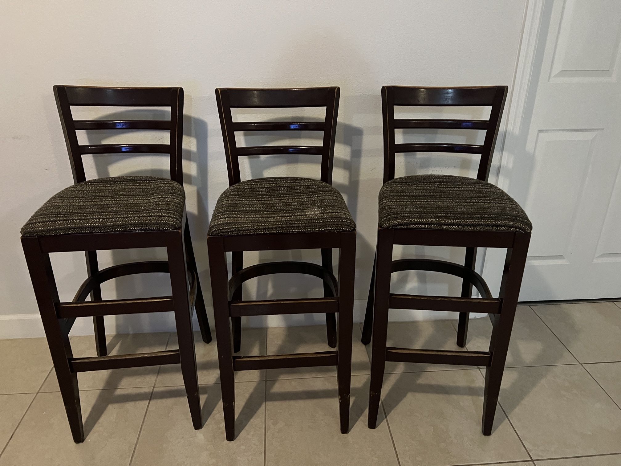 Ladder Back Bar Stools Dark Brown Wood