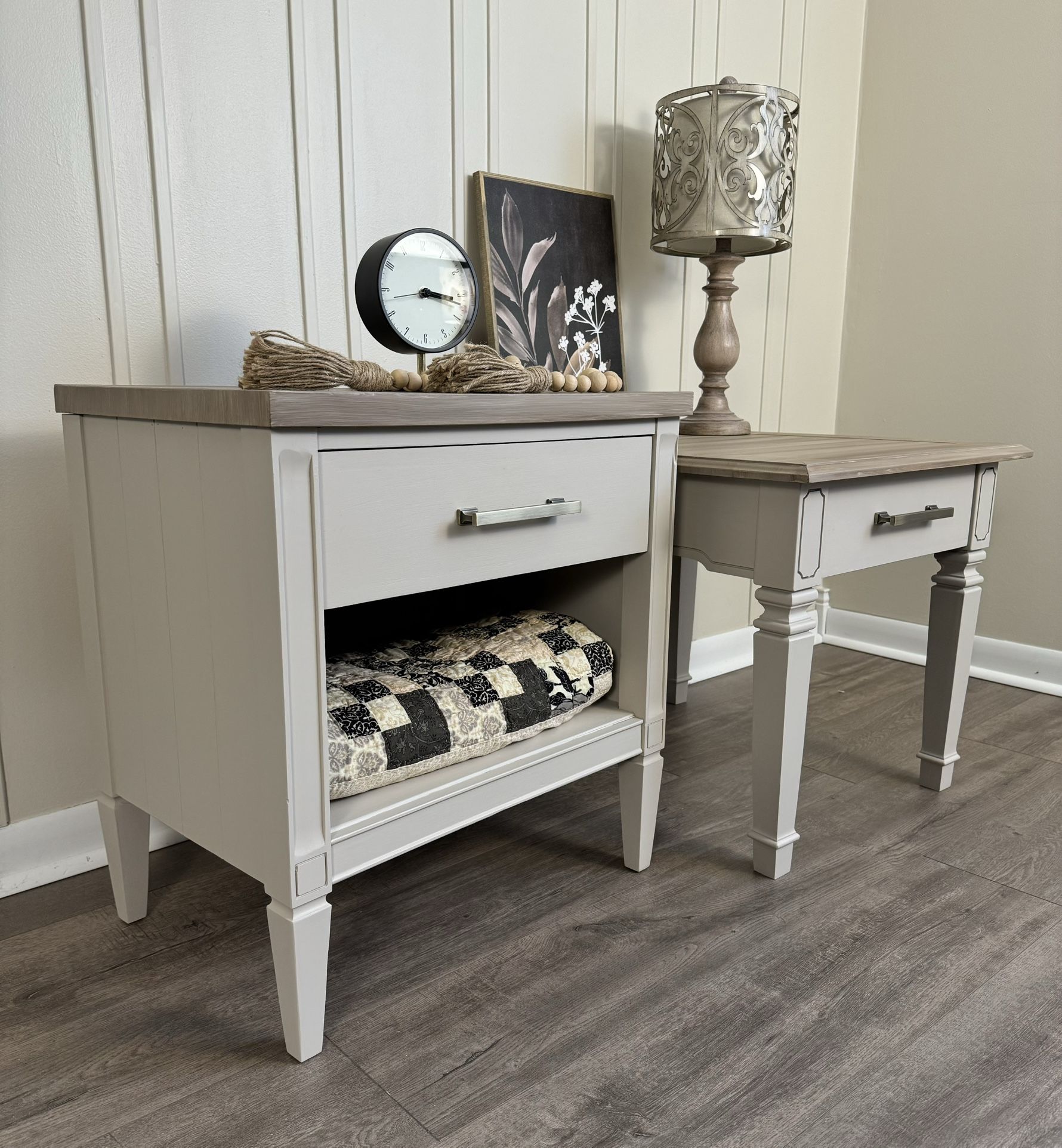 Refinished/updated Set Of Creamy White End Tables