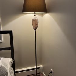 Elegant 65" Mosaic Cracked Glass  Floor Lamp with Espresso Fabric Shade