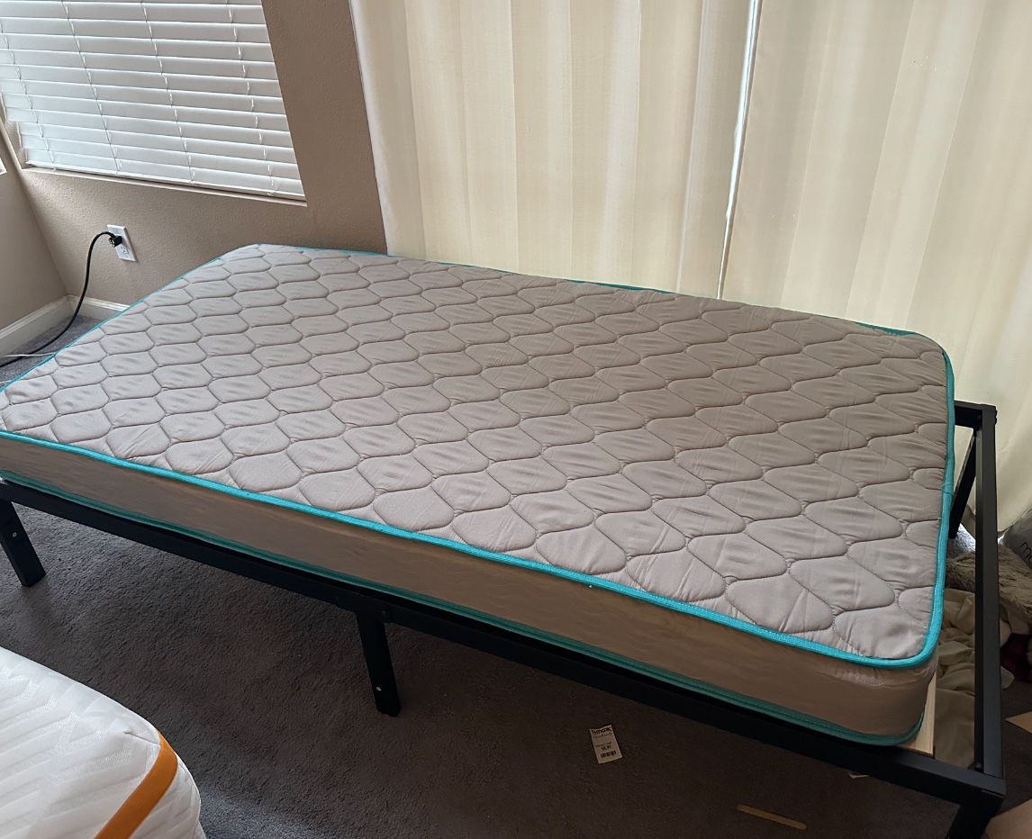 Twin Mattress and Twin Bed Frame (Move OUT SELL) 