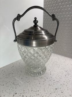 Vintage Diamond Cut Glass Ice Bucket