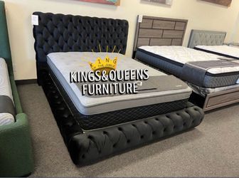 New Queen bed frame with mattress