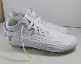 White Under Armour Spotlight LUX MC Lacrosse Cleats with Lime Green Size 9.5