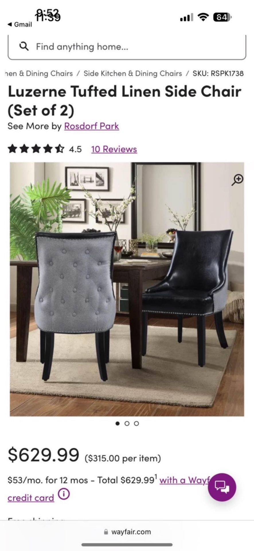 Black And Grey Wayfair Chairs
