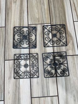 Set of 4 Black Metal Scroll Wall Panels