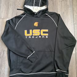USC Trojans Sweatshirt 2XL Pullover Hoodie Black Authentic Apparel Under EUC