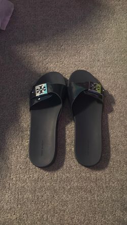 Tory Burch Black Patent Slide Sandals