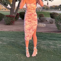 Pink and white dress