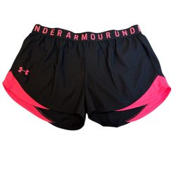 Under Armour Women's Black and Pink Loose Fit Athletic Shorts, Size L