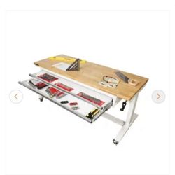 HUSKY  Tool Storage 62 in. W White Adjustable Height Work Table with 2-Drawers