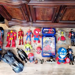 Super Hero Bundle Sale , Used Toy Batman, Spider-Man , Iron Man, Captain America