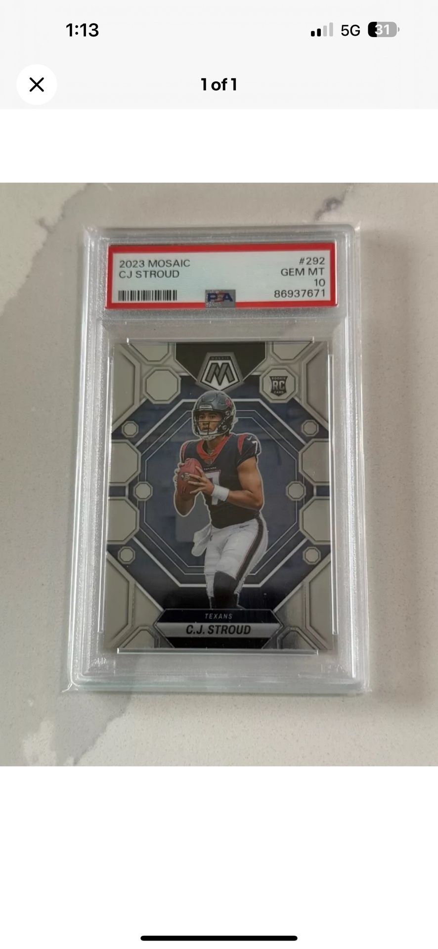 2023 Mosaic CJ Stroud Rookie RC PSA 10 GEM MINT