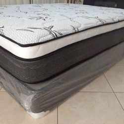 Queen Pillowtop Mattress And Box Spring New 