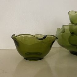 Vintage Green Glass Small Bowl