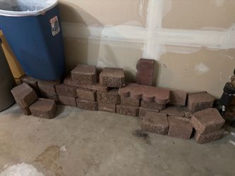 Red retaining wall blocks