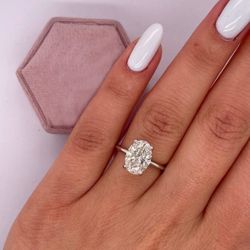 Oval Shaped 4 Carat 925 Sterling Silver Engagement Ring