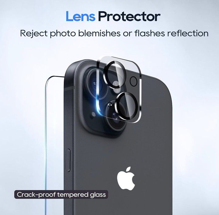 5 in 1 for iPhone 15 Case, with 2 Tempered Glass Screen Protector + 2 Camera Lens Protector, Phone Case 6.1 Inch [ Anti-Scratch Full-Body Protection ]