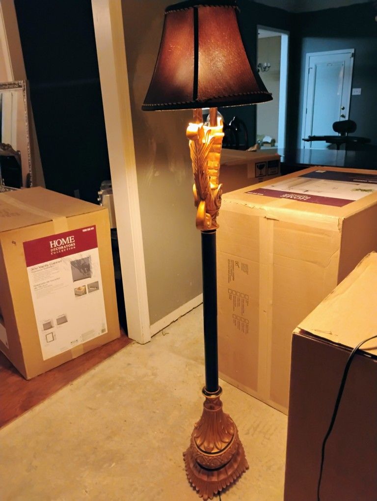 Antique Black/Gold Saints Floor Lamp