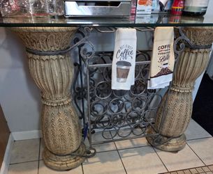Wine Rack with Glass Top & Ornate Base