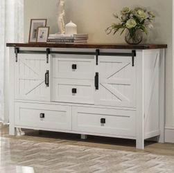 Farmhouse Sliding Barn Door Sideboard Cabinet
