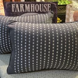 Pair Of Overstuffed Lumbar Pillows 