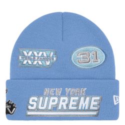 Supreme New Era Football Beanie Light Blue 