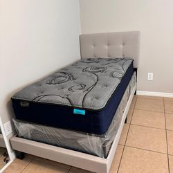 Twin bed frame with mattress